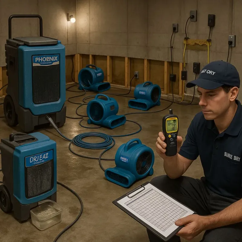 Structural Drying and Dehumidification process in Belle Glade Camp, FL